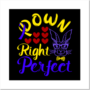 Down Right Perfect Bunny and Ribbon 21 Trisomy Awareness Day Posters and Art